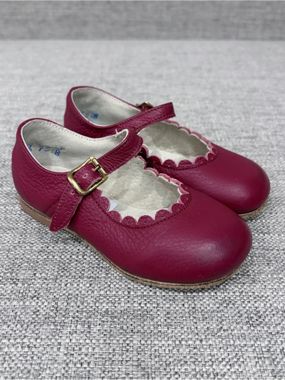 Zimmermann Burgundy Scalloped Mary Jane Baby Shoes
